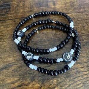 Yin Yang seed bead bracelet set